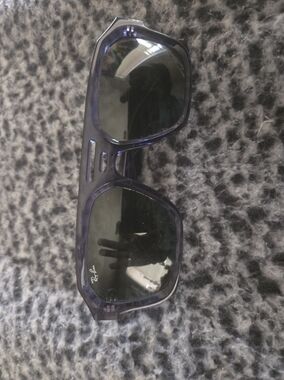Ray-Ban Translucent Purple Frame Sunglasses with Dark Green Lenses